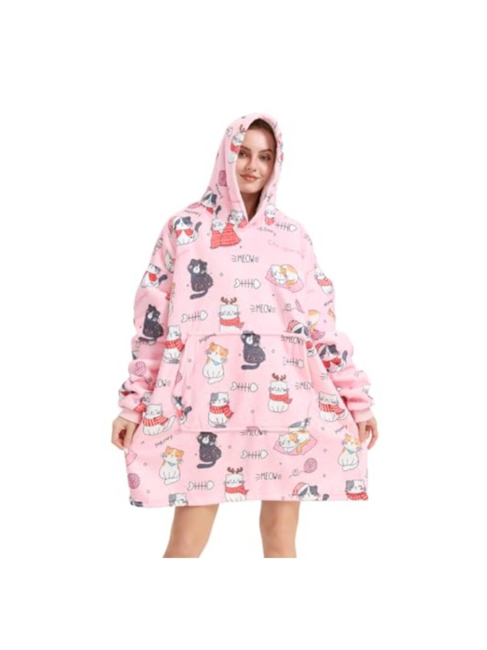 Oversized Sherpa Wearable Blanket Hoodie with Pocket and Cuffs